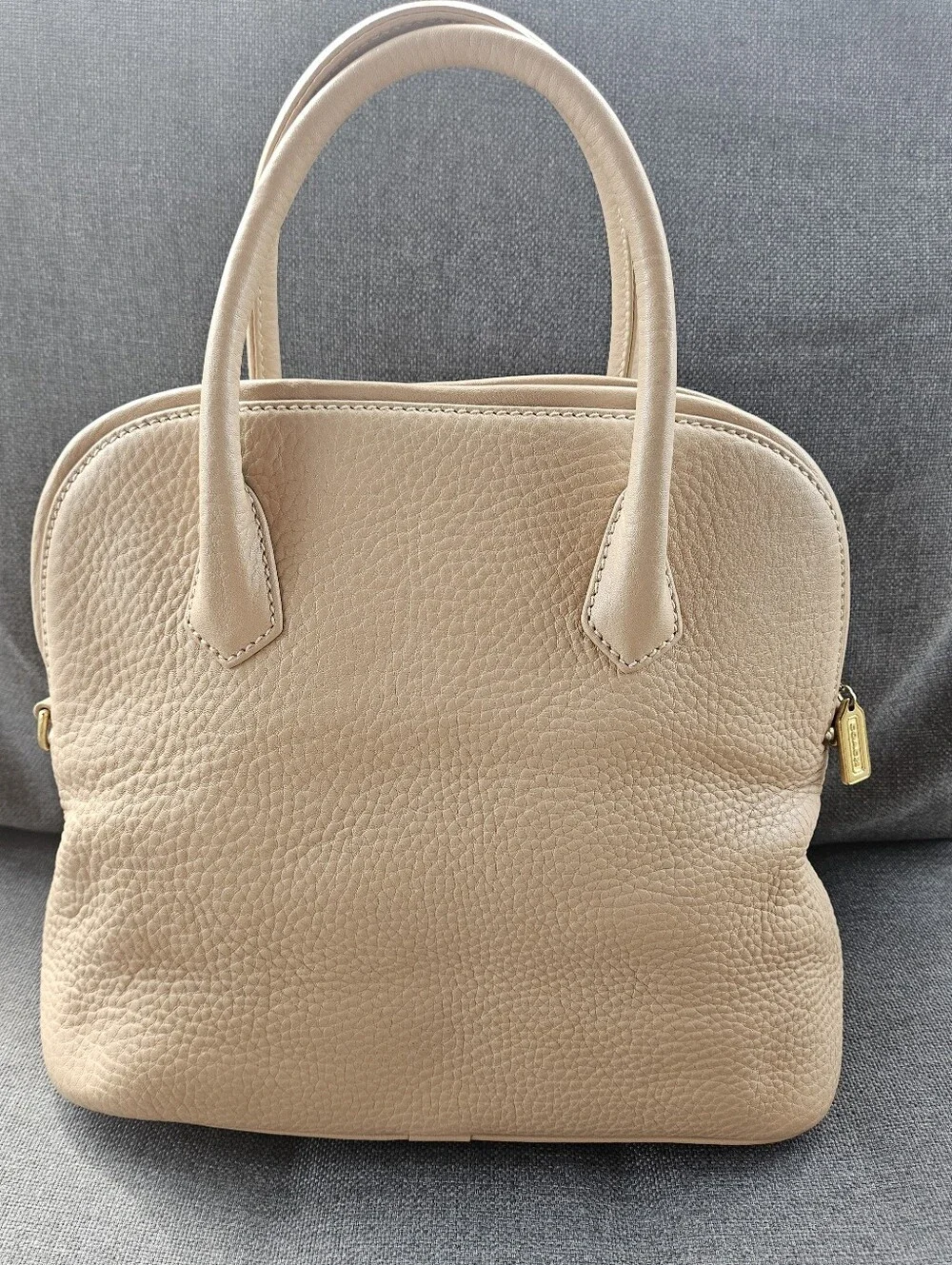 Coach Beige Leather Satchel with Removable Strap
